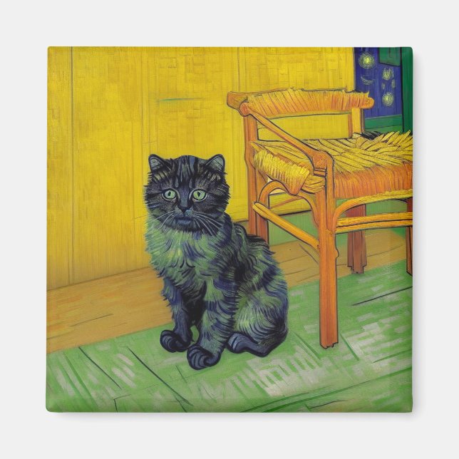 Van Gogh Black Cat Magnet (Front)