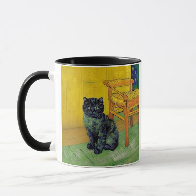 Van Gogh Black Cat Mug (Left)