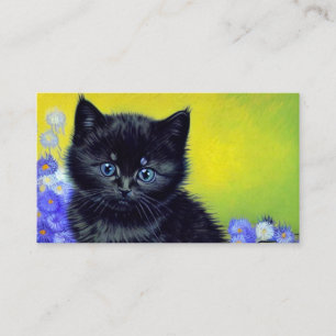 Van Gogh Black Cat Purple Flowers Enclosure Card