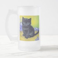 Van Gogh Black Cat Purple Flowers
