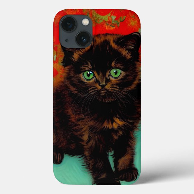 Van Gogh Black Cat Red Flowers Case-Mate iPhone Case (Back)