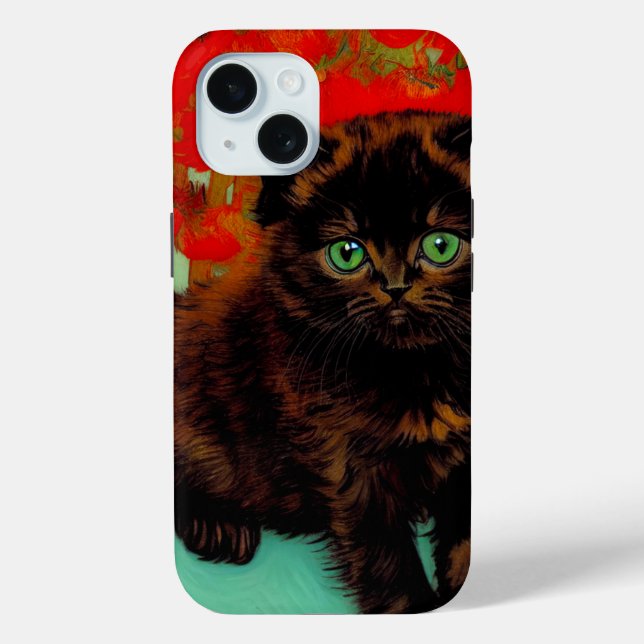 Van Gogh Black Cat Red Flowers Case-Mate iPhone Case (Back)