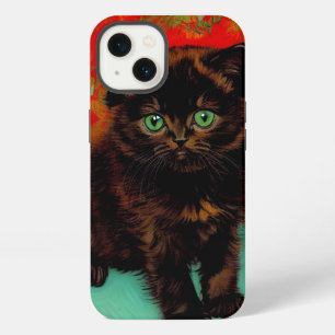 Van Gogh Black Cat Red Flowers iPhone 13 Case