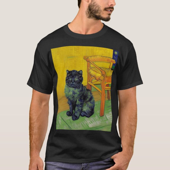 Van Gogh Black Cat T-Shirt (Front)