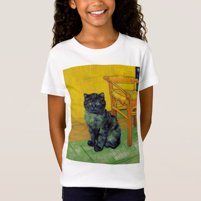 Van Gogh Black Cat T-Shirt (Front)