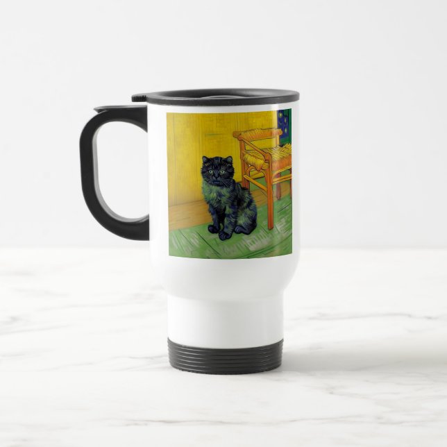 Van Gogh Black Cat Travel Mug (Left)
