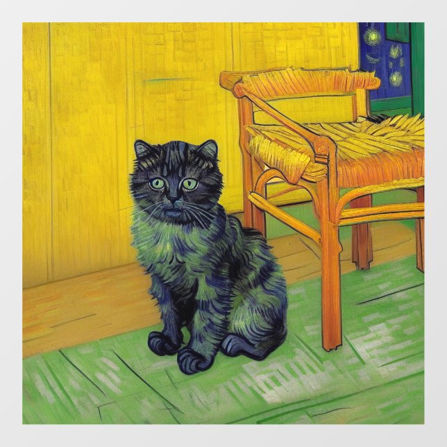 Van Gogh Black Cat Window Cling (Sheet)