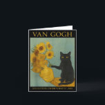 Van Gogh Black Cat With Sunflowers  Card<br><div class="desc">Van Gogh Black Cat With Sunflowers</div>