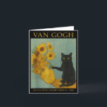 Van Gogh Black Cat With Sunflowers  Card<br><div class="desc">Van Gogh Black Cat With Sunflowers</div>