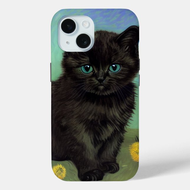 Van Gogh Black Cat Yellow Flowers Case-Mate iPhone Case (Back)