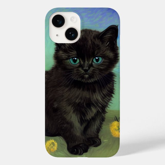 Van Gogh Black Cat Yellow Flowers Case-Mate iPhone Case (Back)