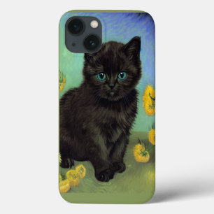Van Gogh Black Cat Yellow Flowers iPhone 13 Case