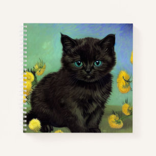 Van Gogh Black Cat Yellow Flowers Notebook