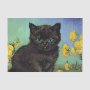 Van Gogh Black Cat Yellow Flowers Tissue Paper