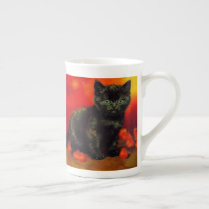 Van Gogh Black Kitten Bone China Mug