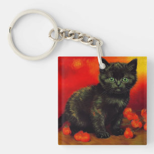 Van Gogh Black Kitten Key Ring