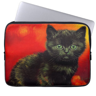 Van Gogh Black Kitten Laptop Sleeve
