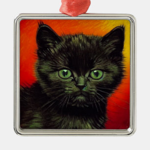 Van Gogh Black Kitten Metal Tree Decoration