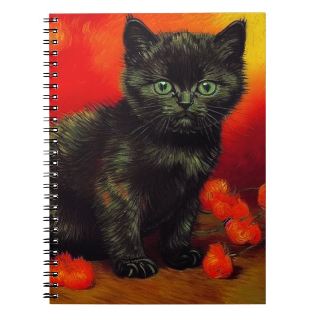 Van Gogh Black Kitten Notebook (Front)
