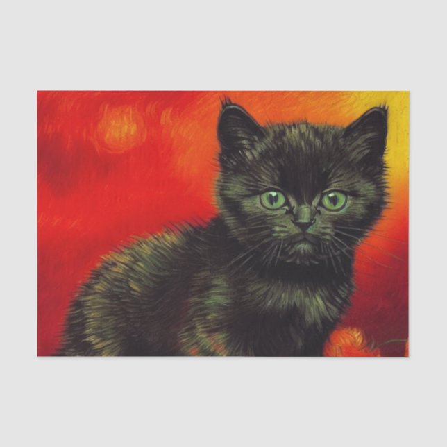 Van Gogh Black Kitten Tissue Paper (Front)