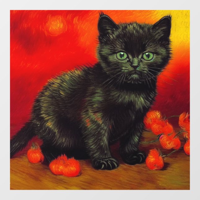 Van Gogh Black Kitten Window Cling (Sheet)