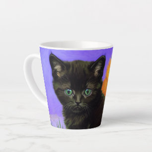 Van Gogh Black Kitten with Sunflowers Latte Mug