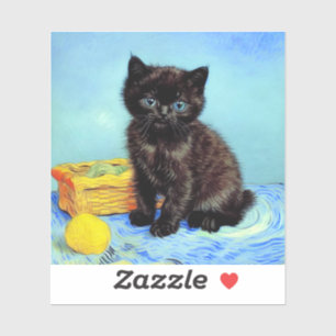 Van Gogh Black Kitten with Yarn