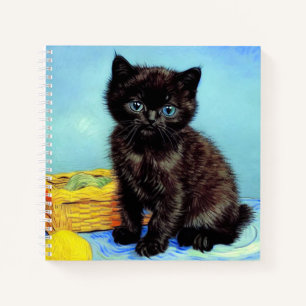 Van Gogh Black Kitten with Yarn Notebook