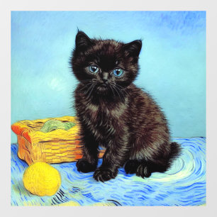 Van Gogh Black Kitten with Yarn Window Cling