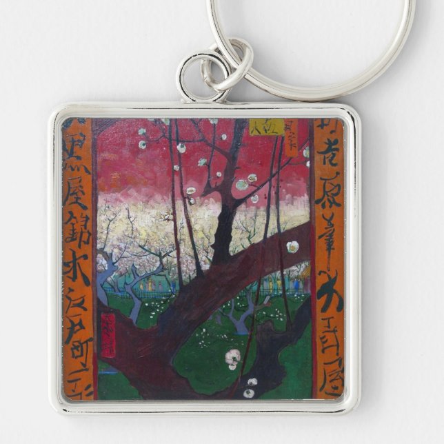 Van Gogh Blooming Plum Tree Key Ring (Front)