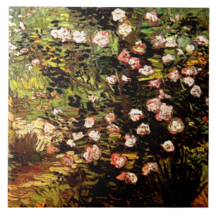 Van Gogh - Blooming Rose Bush Tile