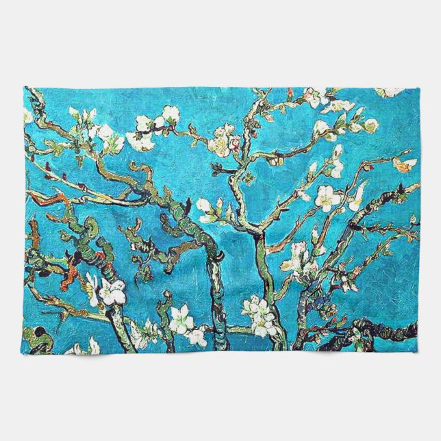 Van Gogh - Blossoming Almond Branches Tea Towel (Horizontal)