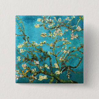 Van Gogh Blossoming Almond Tree Fine Art 15 Cm Square Badge