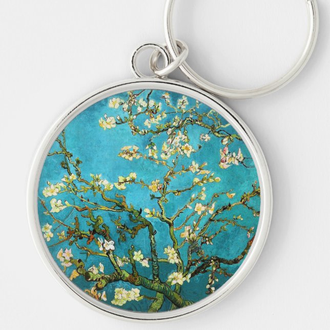 Van Gogh Blossoming Almond Tree Fine Art Key Ring (Front)