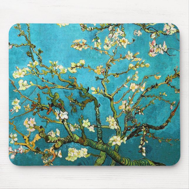 Van Gogh Blossoming Almond Tree Fine Art Mouse Mat (Front)