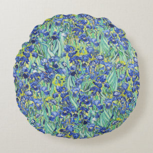 Van Gogh Blue Irises Floral Pattern Round Cushion