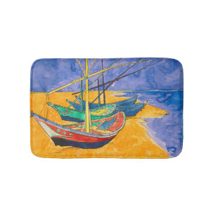 Van Gogh Boats Impressionism Beach Bath Mat