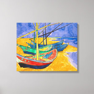 Van Gogh Boats Impressionism Beach Canvas Print