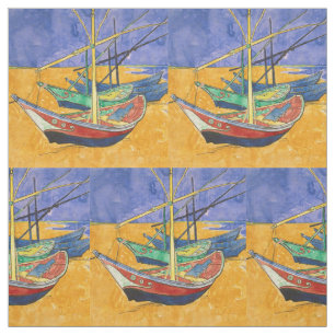 Van Gogh Boats Impressionism Beach Fabric
