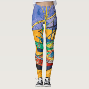 Van Gogh Boats Impressionism Beach Leggings