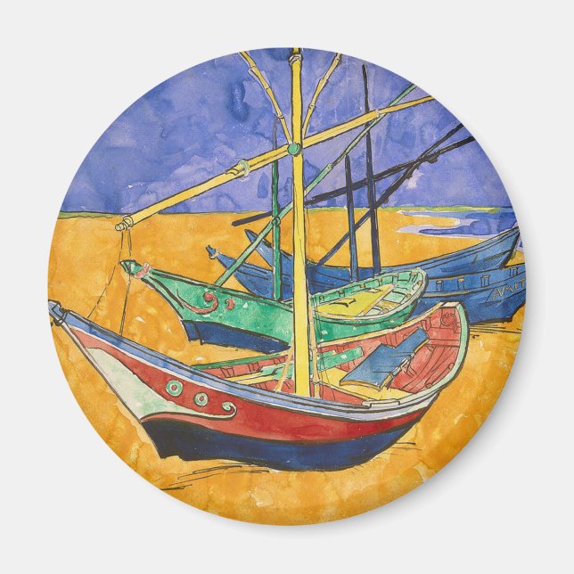 Van Gogh Boats Impressionism Beach Magnet (Front)