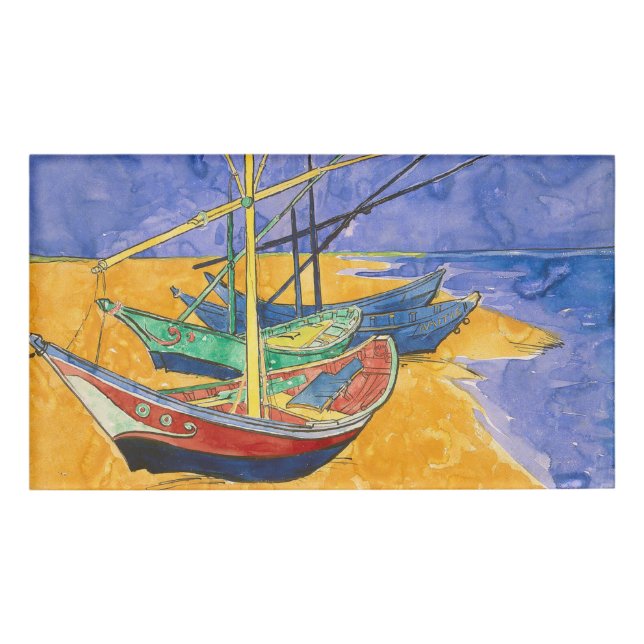 Van Gogh Boats Impressionism Beach Name Tag (Front)