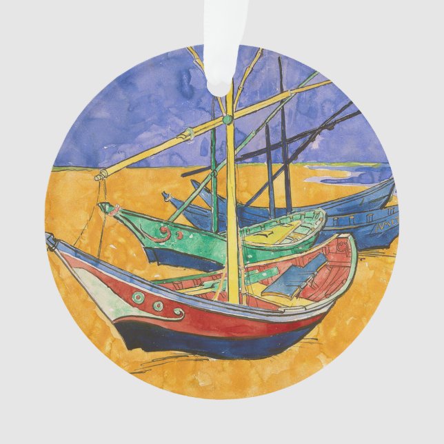 Van Gogh Boats Impressionism Beach Ornament (Front)