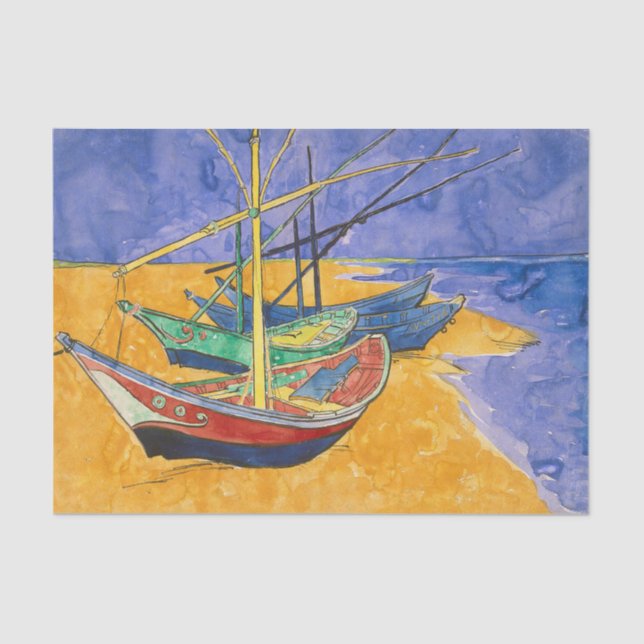Van Gogh Boats Impressionism Beach Tissue Paper (Front)