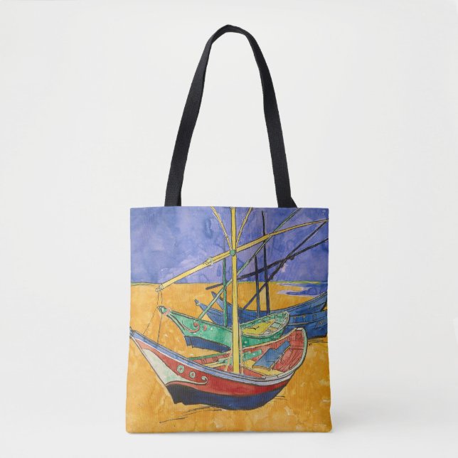 Van Gogh Boats Impressionism Beach Tote Bag (Front)