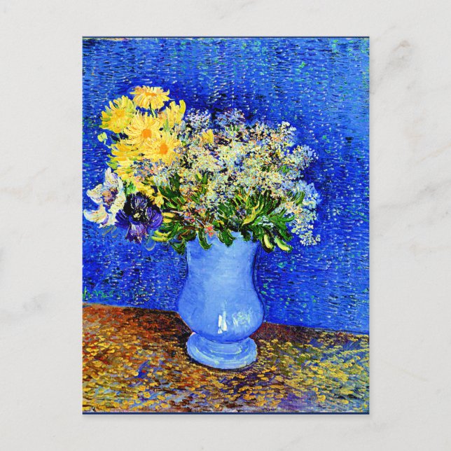 Van Gogh - Bouquet of Flowers in a Blue Vase Postcard (Front)