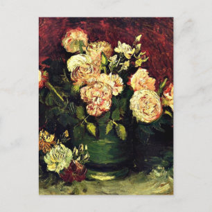 Van Gogh - Bowl with Peonies and Roses Postcard