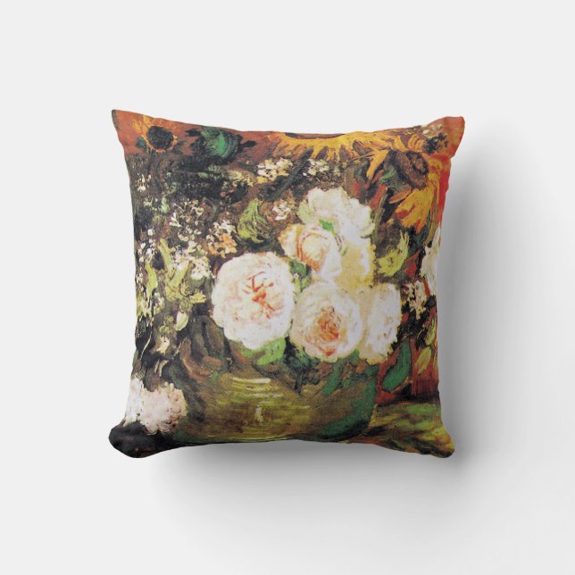 Van Gogh - Bowl with Sunflowers, Roses, and Others Cushion (Front)