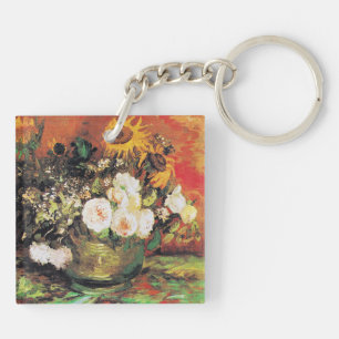 Van Gogh - Bowl with Sunflowers, Roses, and Others Key Ring
