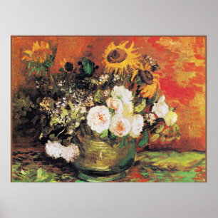 Van Gogh - Bowl with Sunflowers, Roses... Poster